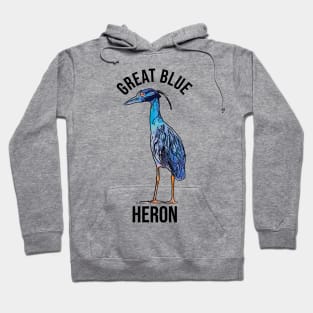 Great Blue Heron Abstract Cartoon Hoodie